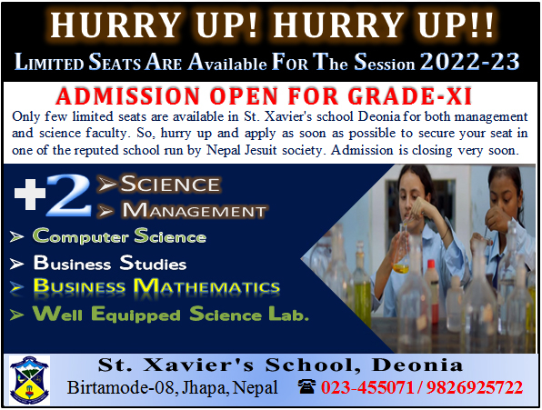 Grade-XI, Admission is still going on. Hurry up!